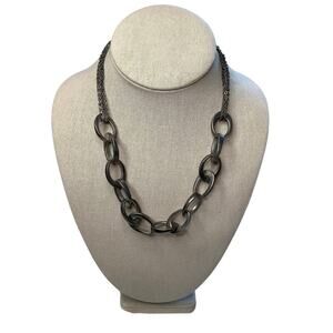 Gunmetal Multi Strand Chunky Link Mesh Chain Statement Necklace Edgy Chic F10-20